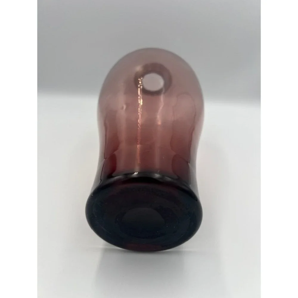 Vintage Smoky Amethyst Purple Hand Blown Art Glass Baluster Vase 11.5 Inch